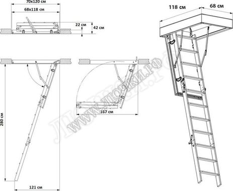 Чердачная лестница Fakro LTK Thermo 700*1200*2800 Чердачная лестница Fakro LTK Thermo 700*1200*2800